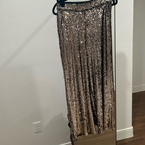 Express Black Sequin wide leg pants